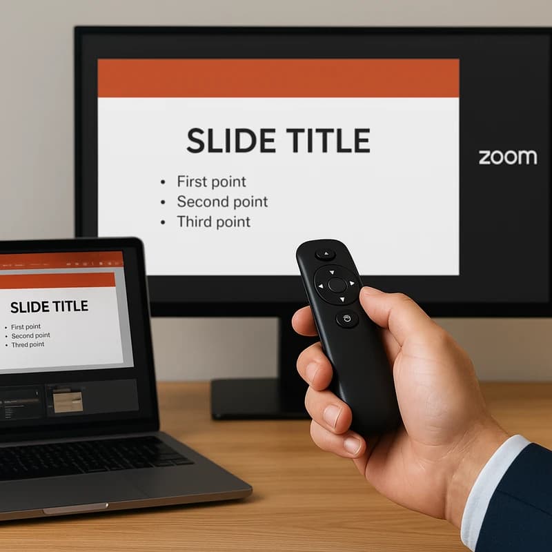 Zoom co-presenter slide control: hardware, notes, sharing